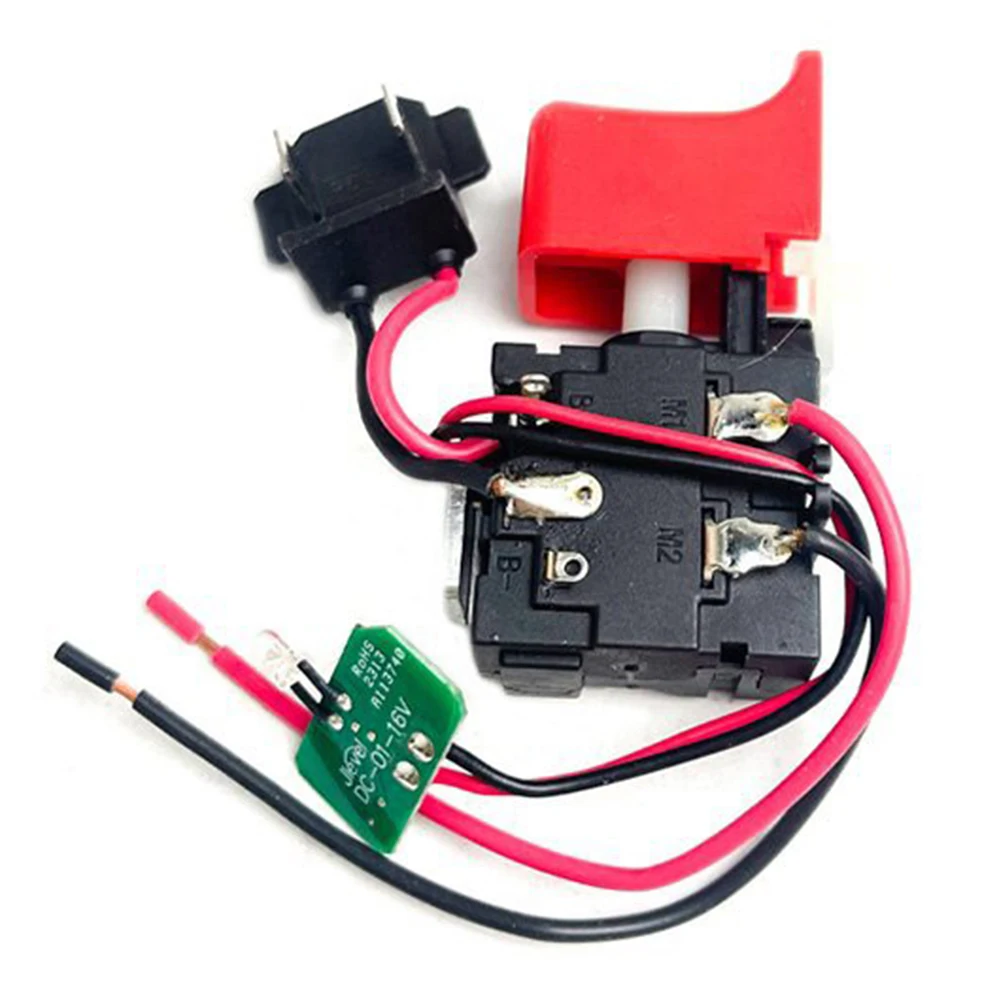 Триггерный переключатель для электродрели 29*60*27 мм 37 г черный + красный DCJZ1601 с функцией подсветки из пластика и металла 
Триггерный переключатель для электродрели 29*60*27 мм 37 г черный + красный DCJZ1601 с функцией подсветки из пластика и металла