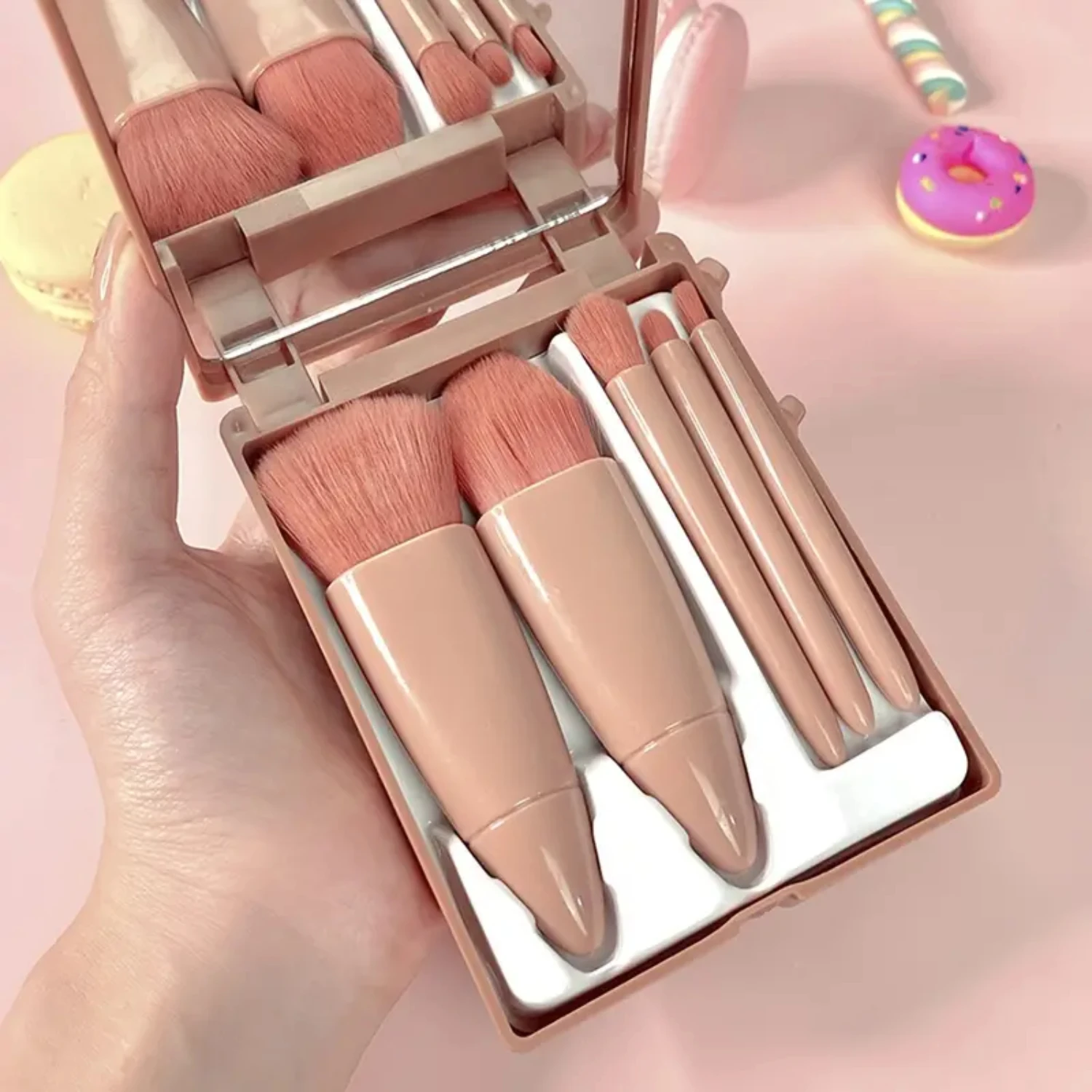 Portable Mini Delicate Soft Fiber Wool Cosmetic Brushes Kit - 5pcs Makeup Brush Set With Makeup Mirror And Storage Box. Perfect
Portable Mini Delicate Soft Fiber Wool Cosmetic Brushes Kit - 5pcs Makeup Brush Set With Makeup Mirror And Storage Box. Perfect