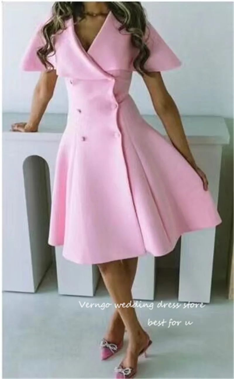 Verngo Saudi Arabic Lady Pink A Line Party Formal Dresses Knee Length Short Sleeves V Neck Vintage Evening Gowns Outfit Custom
Verngo Saudi Arabic Lady Pink A Line Party Formal Dresses Knee Length Short Sleeves V Neck Vintage Evening Gowns Outfit Custom