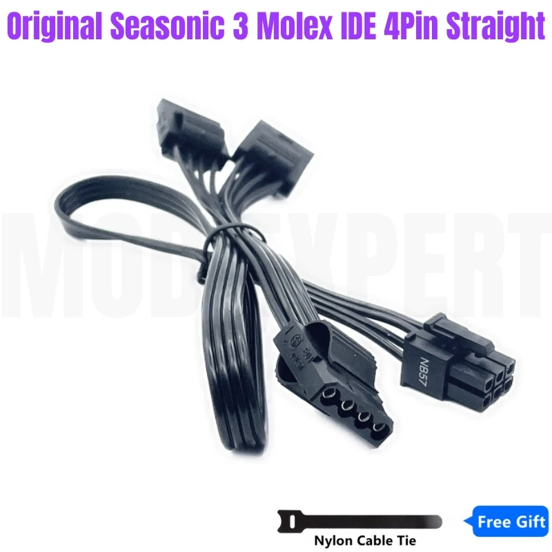 Original Seasonic 6Pin to 3 Molex IDE 4Pin Perif Straight Power Cable for Seasonic GX-650, GX-550, GX-500 GOLD Modular Power PSU
Original Seasonic 6Pin to 3 Molex IDE 4Pin Perif Straight Power Cable for Seasonic GX-650, GX-550, GX-500 GOLD Modular Power PSU