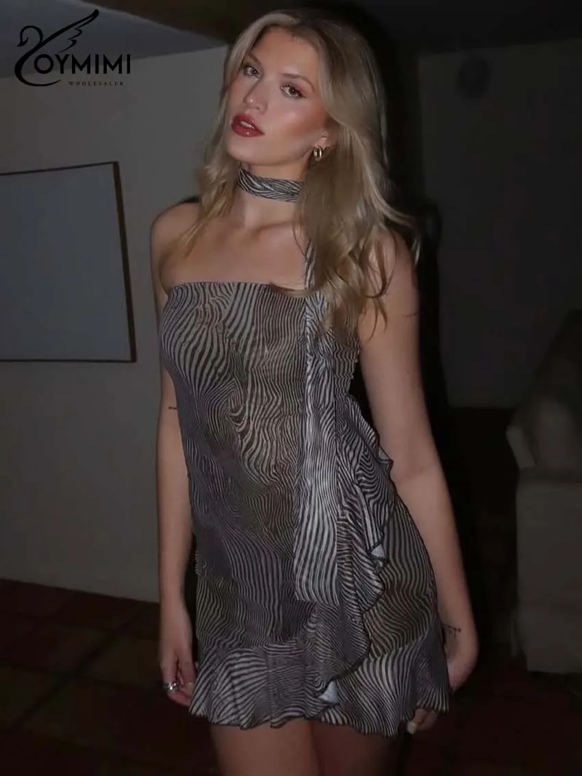 Oymimi Elegant Black Mesh Dresses For Woman Fashion Strapless Lace-Up Print Slim Dresses Autumn High Waisted Ruffled Mini Dress
Oymimi Elegant Black Mesh Dresses For Woman Fashion Strapless Lace-Up Print Slim Dresses Autumn High Waisted Ruffled Mini Dress