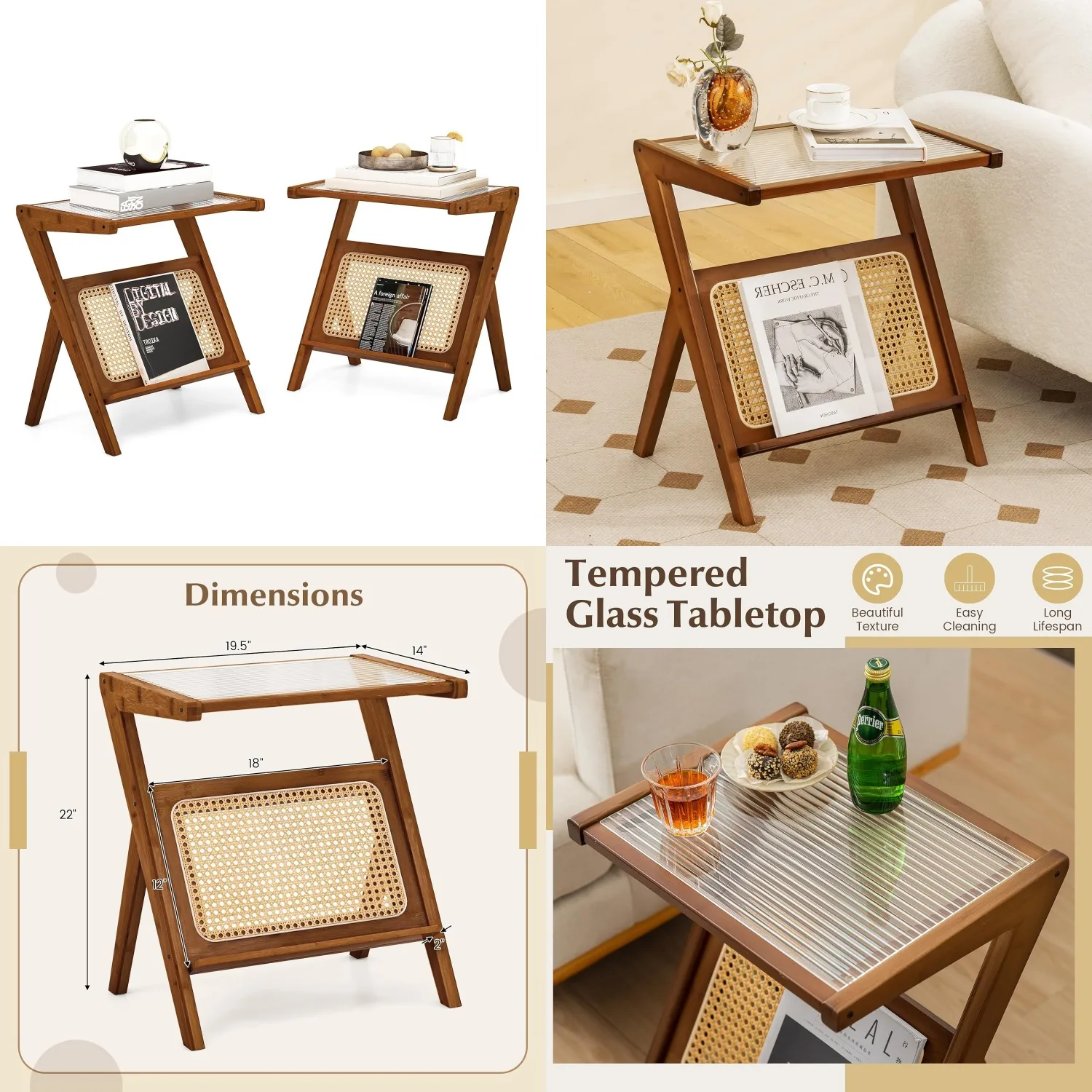 Rattan Side Table, Boho Nightstand with Glass Top & Magazine Rack, End Table with Storage, Bamboo Bedside Table for, Customized
Rattan Side Table, Boho Nightstand with Glass Top & Magazine Rack, End Table with Storage, Bamboo Bedside Table for, Customized
