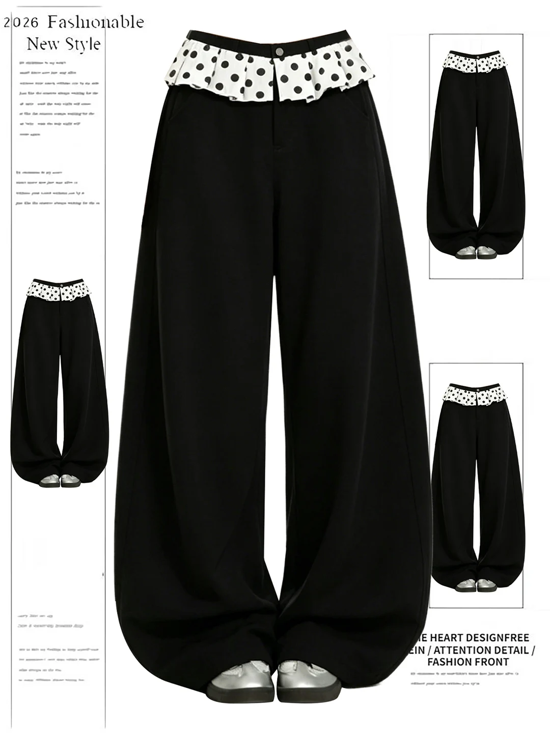Black Splice Straight Leg Casual Pants Women's Summer New Design Loose Wide Leg Pants High Waist Button Polyester Blend
Black Splice Straight Leg Casual Pants Women's Summer New Design Loose Wide Leg Pants High Waist Button Polyester Blend