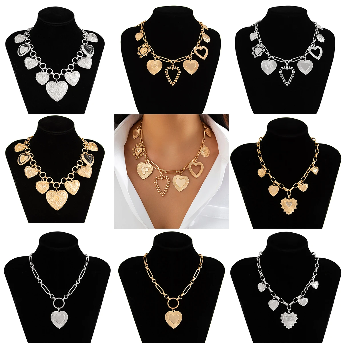 Romantic Heart Pendant Necklace for Women Metal Knock Surface Design Trendy Clavicle Chain Fashion Chokers Jewelry Accessories
Romantic Heart Pendant Necklace for Women Metal Knock Surface Design Trendy Clavicle Chain Fashion Chokers Jewelry Accessories