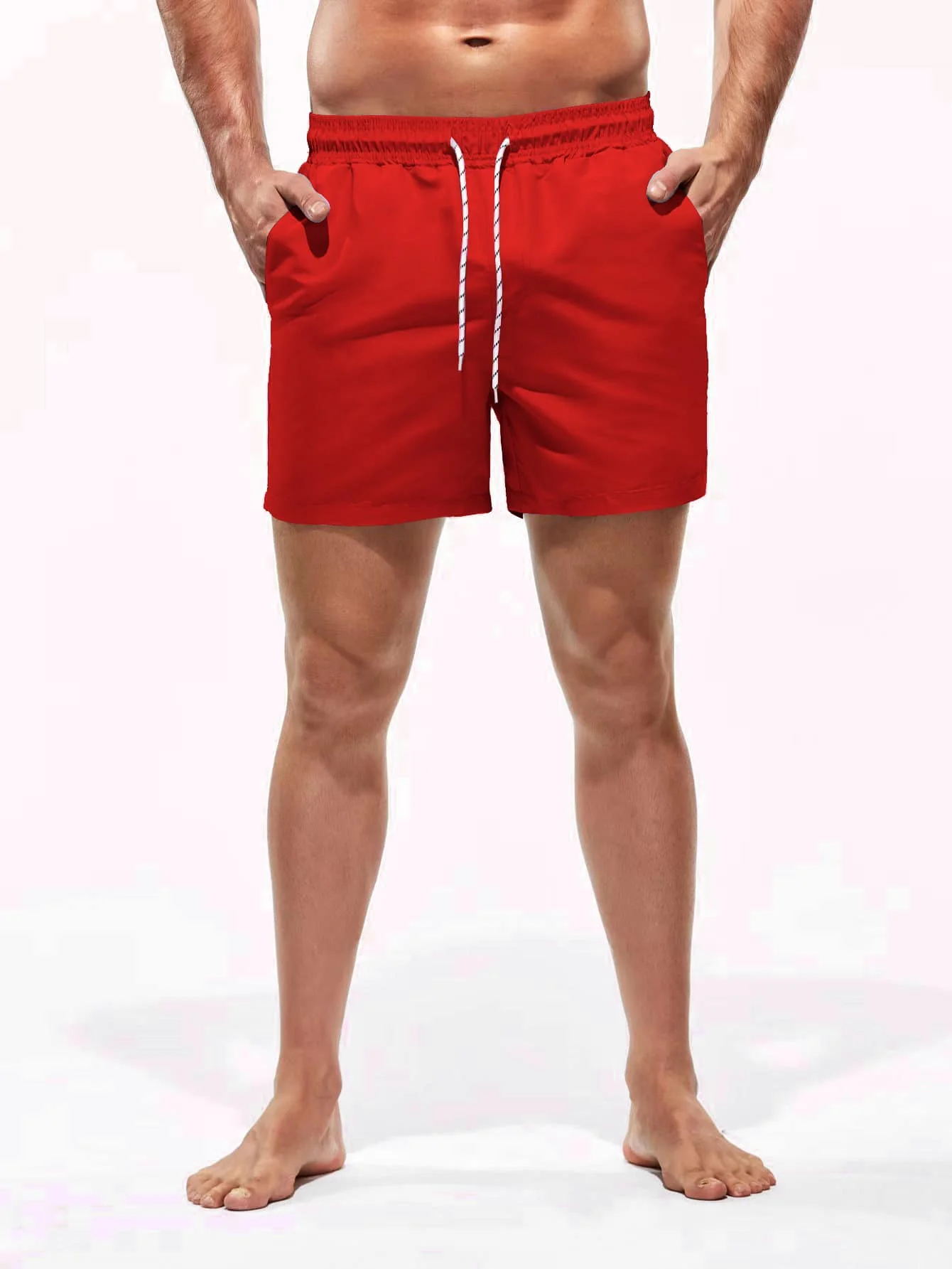 Men Solid Red Swim Trunks Quick Dry Beach Board Shorts
Men Solid Red Swim Trunks Quick Dry Beach Board Shorts