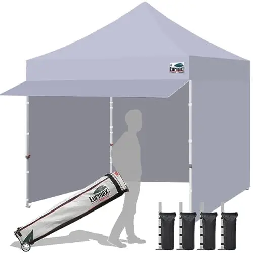 USA 10x10 Pop Up Canopy,Commercial Tent with Patented No-Tip Rolling Bag,30sqft Extension Awning & 4 Zippered Removable
USA 10x10 Pop Up Canopy,Commercial Tent with Patented No-Tip Rolling Bag,30sqft Extension Awning & 4 Zippered Removable