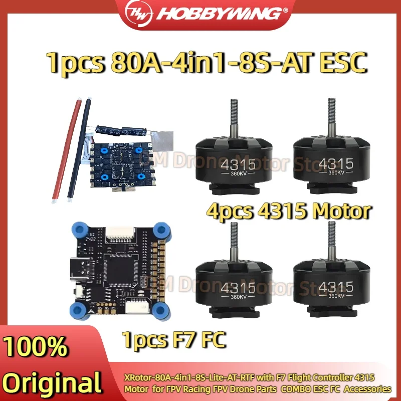 Hobbywing Sets XRotor-80A-4in1-8S-Lite-AT-RTF ESC 4315 360KV Brushless Motor F7 Flight Controller Racing FPV Drone Accessories
Hobbywing Sets XRotor-80A-4in1-8S-Lite-AT-RTF ESC 4315 360KV Brushless Motor F7 Flight Controller Racing FPV Drone Accessories