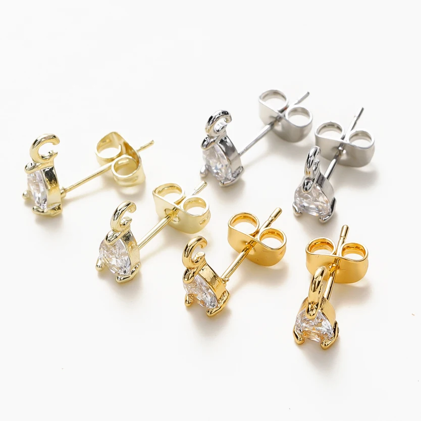 4-6pcs 18K Gold Plated Drop Zircon Earrings Plugs With Holes Pendants Charm Earing Base Studs For DIY Jewelry Making Findings
4-6pcs 18K Gold Plated Drop Zircon Earrings Plugs With Holes Pendants Charm Earing Base Studs For DIY Jewelry Making Findings