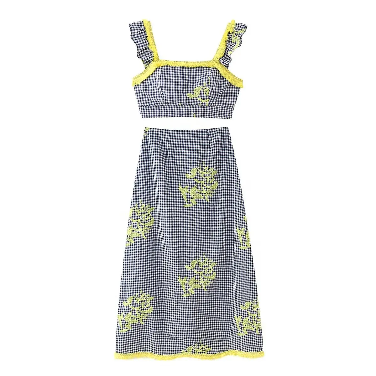 Sleeveless backless halter top two-piece women's summer printed skirt suit and mid-waist skirt suit new fashion suit
Sleeveless backless halter top two-piece women's summer printed skirt suit and mid-waist skirt suit new fashion suit