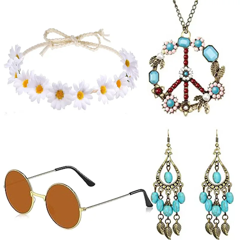 Women 60s Hippie Party Glasses 4 Pcs Peace Sign Necklace 1960 Hippie Garland Necklace Glasses Earrings Suit 70s Accessories
Women 60s Hippie Party Glasses 4 Pcs Peace Sign Necklace 1960 Hippie Garland Necklace Glasses Earrings Suit 70s Accessories