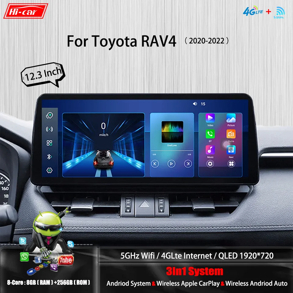 New 12.3 inch 2 Din Car Android Radio For Toyota RAV4 2020-2022 GPS CarPlay Auto Multimedia Stereo 36DSP DTS Car Stereo 
New 12.3 inch 2 Din Car Android Radio For Toyota RAV4 2020-2022 GPS CarPlay Auto Multimedia Stereo 36DSP DTS Car Stereo