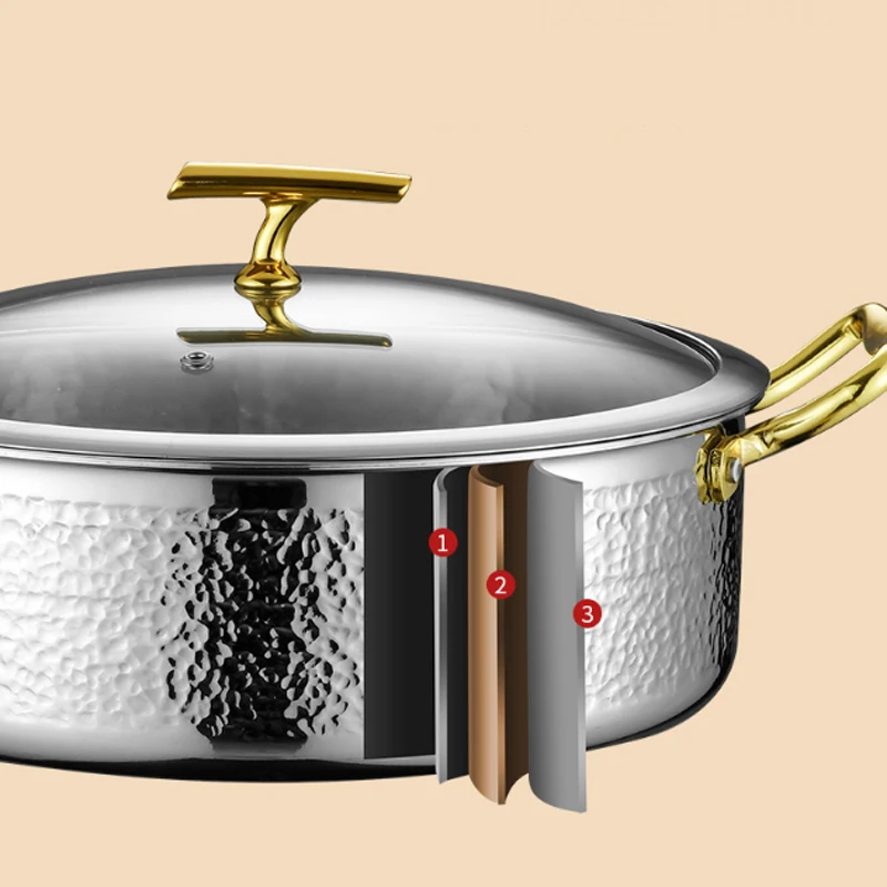 Stainless steel hot pot warm set glass cover retro
Stainless steel hot pot warm set glass cover retro