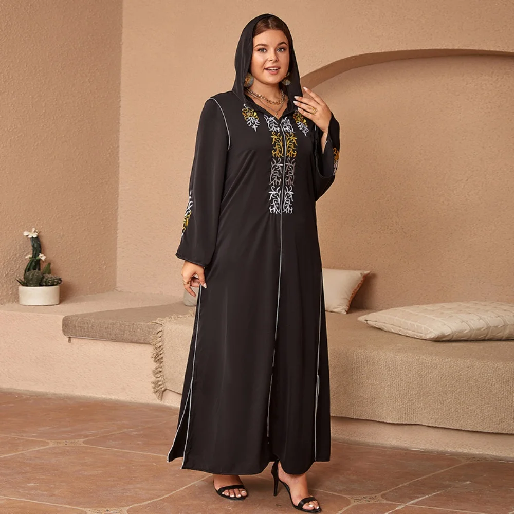 Women's Black Muslim Ethnic Embroidered Dress Satin Long Sleeve Plus Size Robe Dresses
Women's Black Muslim Ethnic Embroidered Dress Satin Long Sleeve Plus Size Robe Dresses