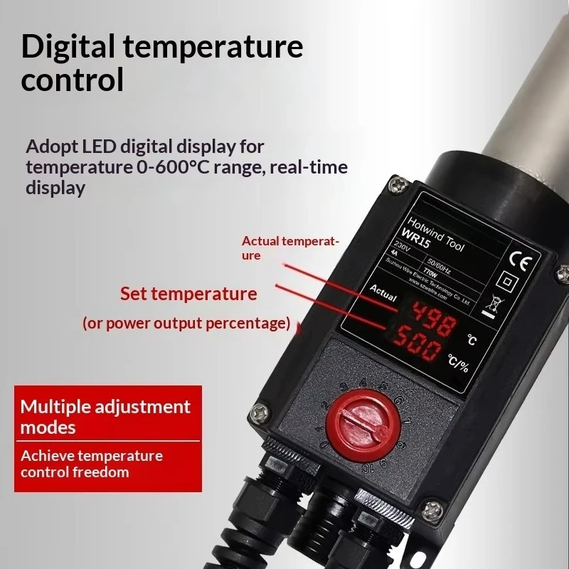 800W Industrial Hot Air Heater Heat Gun with Temperature Adjustment LED Display Remote Control
800W Industrial Hot Air Heater Heat Gun with Temperature Adjustment LED Display Remote Control