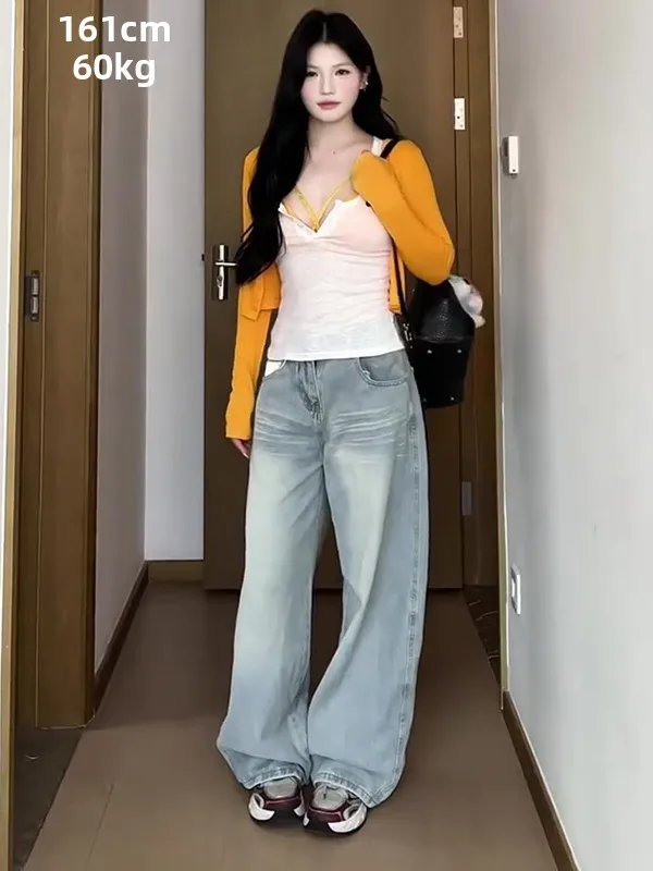 Американские ретро выцветшие джинсы с ножом, женские свободные прямые брюки с широкими штанинами, осенние новые брюки с низкой талией
Американские ретро выцветшие джинсы с ножом, женские свободные прямые брюки с широкими штанинами, осенние новые брюки с низкой талией