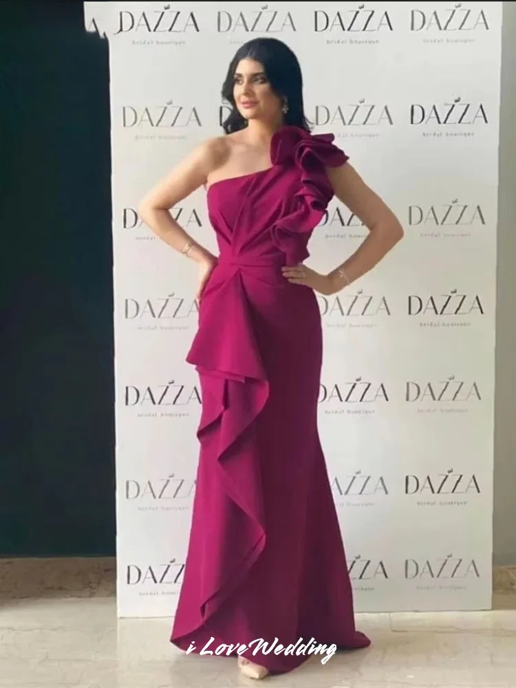 Rose Pink One Shoulder Evening Dresses 2025 Sleeveless Pleated Mermaid Floor-Length Sweep Train Wedding Party Dress Customized
Rose Pink One Shoulder Evening Dresses 2025 Sleeveless Pleated Mermaid Floor-Length Sweep Train Wedding Party Dress Customized