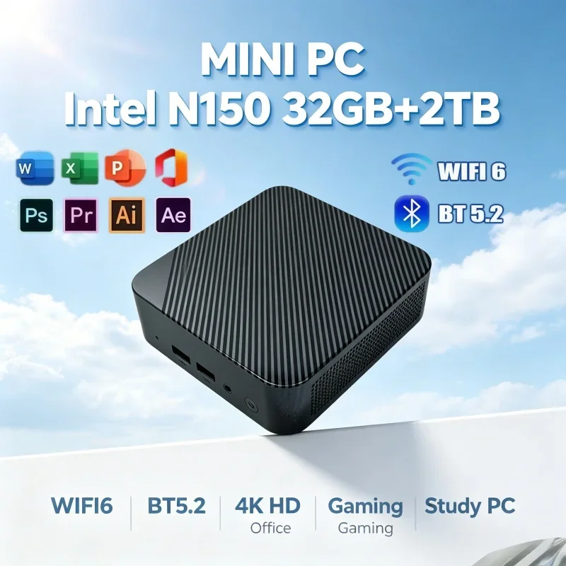 2026 New Arrival Mini PC Intel N150 Processor 16GB RAM 2TB SSD Dual Band WiFi6 Support 4K HD Lightweight Office Mini Computer
2026 New Arrival Mini PC Intel N150 Processor 16GB RAM 2TB SSD Dual Band WiFi6 Support 4K HD Lightweight Office Mini Computer