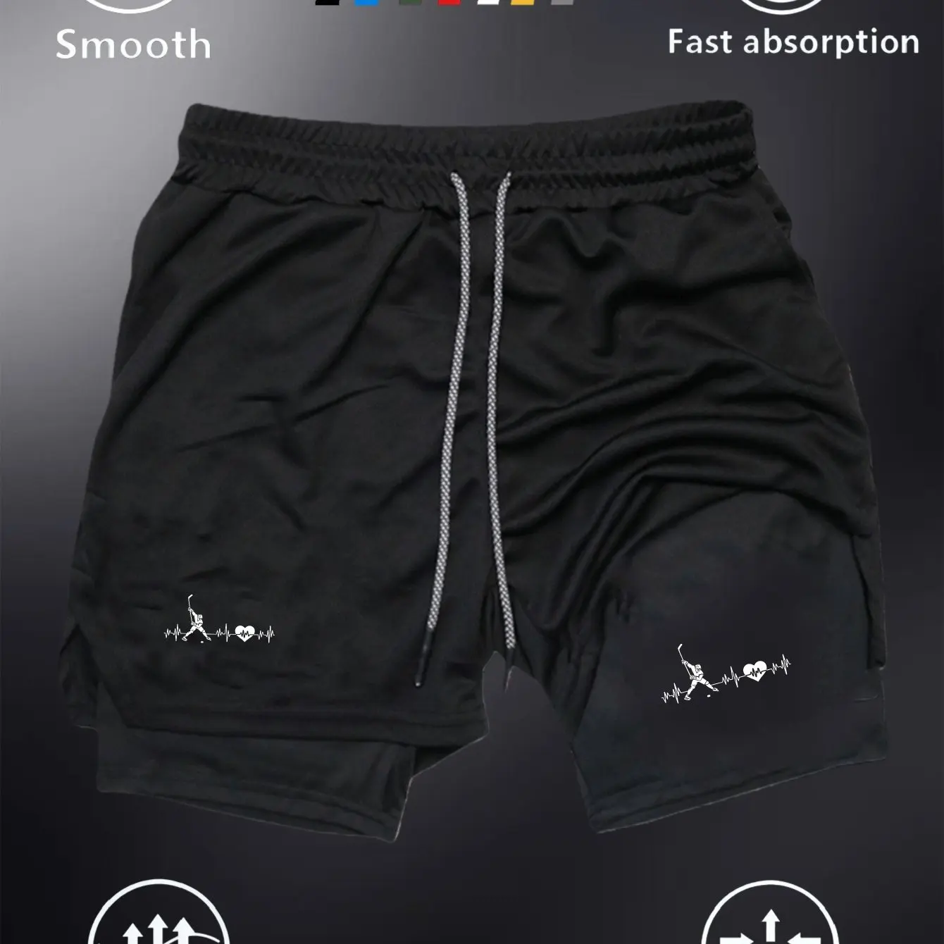 Sporty men double-layer shorts suitable for jumping-style fitness training The heart pattern design is ideal for summer workouts
Sporty men double-layer shorts suitable for jumping-style fitness training The heart pattern design is ideal for summer workouts