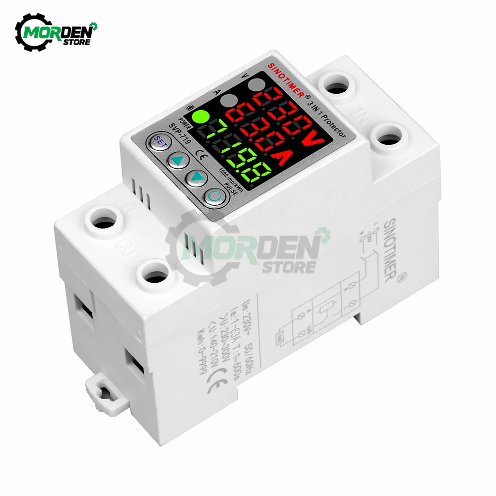 63A 230V 3IN1 Display Din Rail Adjustable Over Under Voltage Device Protector Relay With Over Current Protection Power Supply
63A 230V 3IN1 Display Din Rail Adjustable Over Under Voltage Device Protector Relay With Over Current Protection Power Supply