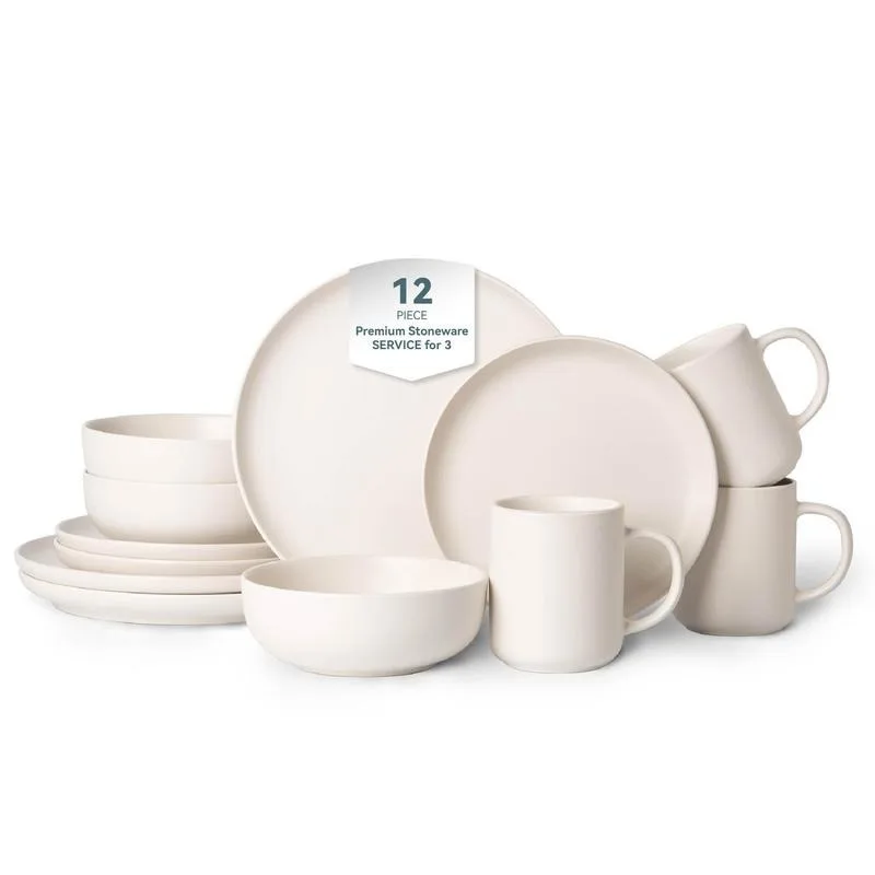 12-Piece Stoneware Dinnerware Sets with Mugs | Microwave & Dishwasher Safe | Non-Toxic Dinner Plates Bowls Set | Stackable Matte Glaze Kitchenware for 3
12-Piece Stoneware Dinnerware Sets with Mugs | Microwave & Dishwasher Safe | Non-Toxic Dinner Plates Bowls Set | Stackable Matte Glaze Kitchenware for 3