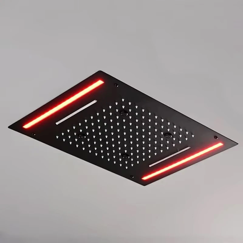 Светодиодная насадка для душа с дождевым водопадом и туманом, умная потолочная насадка из черной квадратной латуни и нержавеющей стали для использования в ванной комнате
Светодиодная насадка для душа с дождевым водопадом и туманом, умная потолочная насадка из черной квадратной латуни и нержавеющей стали для использования в ванной комнате