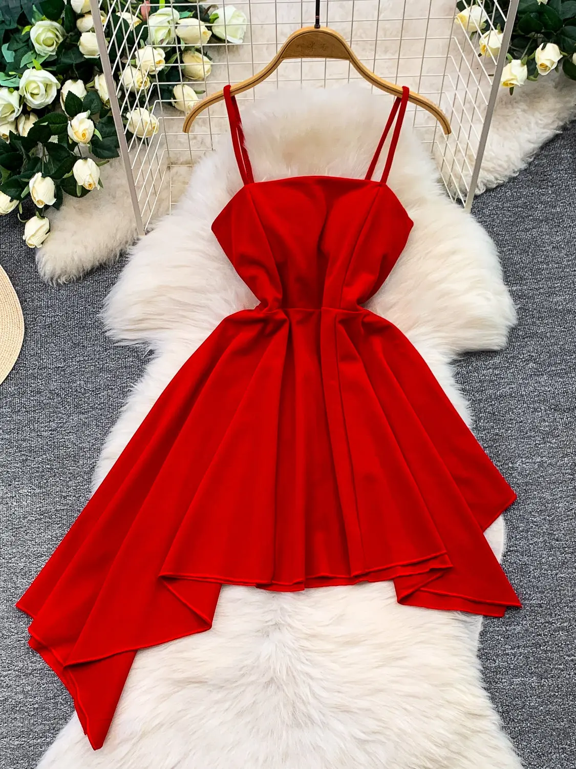 Women's Red Strapless Cami Evening Dress Irregular Elegant A-line Dress Sleeveless Off Shoulder Mini Dress for Women Summer 2026
Women's Red Strapless Cami Evening Dress Irregular Elegant A-line Dress Sleeveless Off Shoulder Mini Dress for Women Summer 2026