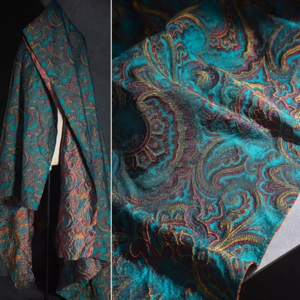 Vintage Lake Blue Gold Wire Jacquard Fabric for Chinese Style Relief Pants Clothing Designer Cloth Diy Sewing By The Yard
Vintage Lake Blue Gold Wire Jacquard Fabric for Chinese Style Relief Pants Clothing Designer Cloth Diy Sewing By The Yard