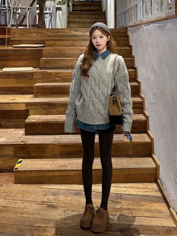 Thick Knitted Soft Style Lazy Fashionable Spring Sweater Women's Premium Quality Cotton Long Sleeve round Neck Warm Heated Top
Thick Knitted Soft Style Lazy Fashionable Spring Sweater Women's Premium Quality Cotton Long Sleeve round Neck Warm Heated Top