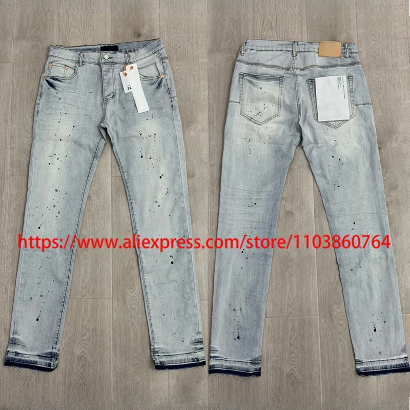 Europe United States Fashion Trend Jeans High Quality Hip-hop Splash Ink Pencil Pants Casual Light Blue Denim Trousers
Europe United States Fashion Trend Jeans High Quality Hip-hop Splash Ink Pencil Pants Casual Light Blue Denim Trousers