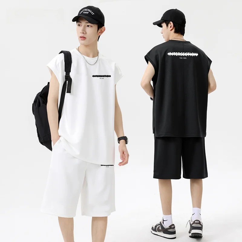 Ice Silk Svel T-irt Set Casual Baskeall Sportswear for Men Summer Leisure Youth Faion Two-Piece Vest Outfit
Ice Silk Svel T-irt Set Casual Baskeall Sportswear for Men Summer Leisure Youth Faion Two-Piece Vest Outfit