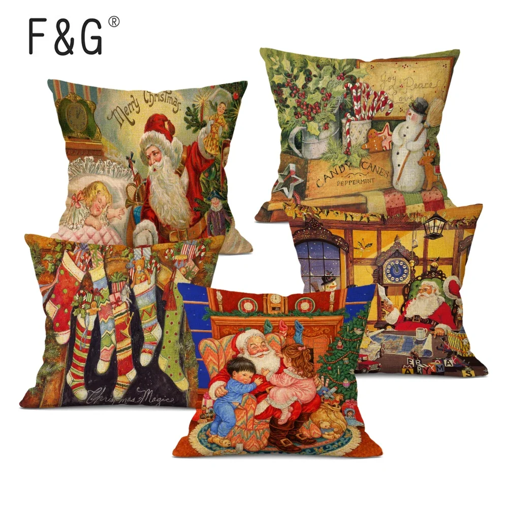 Merry Christmas Cushion Cover, Retro Style, Santa Claus Pillow Case, Home Decorative Linen Pillowcase for Sofa
Merry Christmas Cushion Cover, Retro Style, Santa Claus Pillow Case, Home Decorative Linen Pillowcase for Sofa