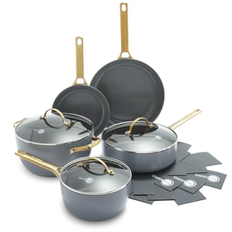 Hard Anodized Healthy Ceramic Nonstick Cookware Set: Gold-Tone Stainless Steel Handles, PFAS PFOA-Free, Dishwasher Safe, Oven B
Hard Anodized Healthy Ceramic Nonstick Cookware Set: Gold-Tone Stainless Steel Handles, PFAS PFOA-Free, Dishwasher Safe, Oven B