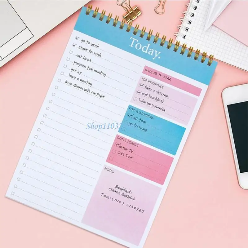 R6FF Twin Coil Binding Daily Planner Notepads 100 Pages Lined Weekly Meal Planner
R6FF Twin Coil Binding Daily Planner Notepads 100 Pages Lined Weekly Meal Planner