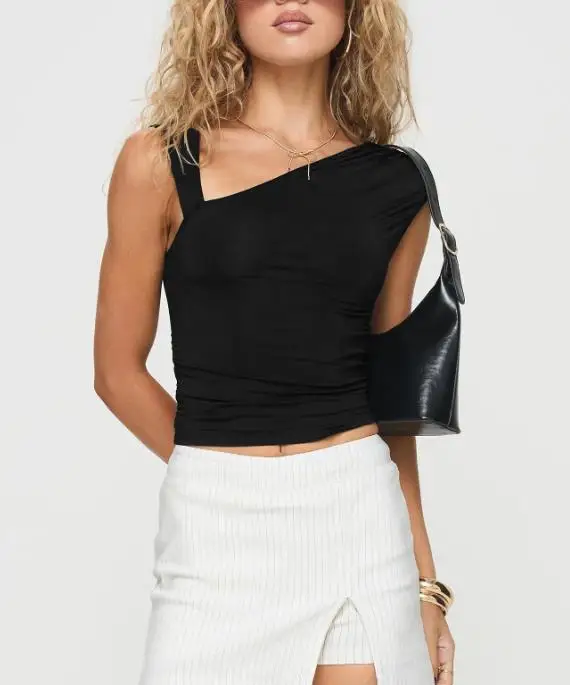 2026 Spring/summer Women's Top Sexy Slim Fit Sleeveless Slant Shoulder Tank Top Fashionable Interior Design Female T-Shirts Tops
2026 Spring/summer Women's Top Sexy Slim Fit Sleeveless Slant Shoulder Tank Top Fashionable Interior Design Female T-Shirts Tops