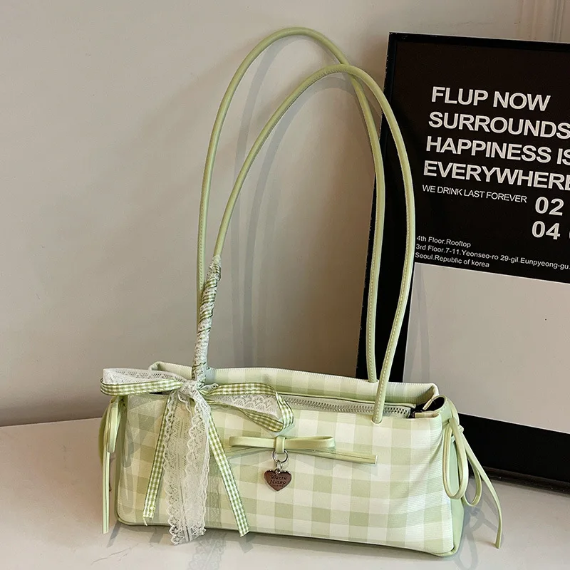 Sweet Bow Lace Ribbon Women Shoulder Bags Plaid Elegant Ladies Underarm Pillow Bag Large Capacity Portable Girls Phone Handbags
Sweet Bow Lace Ribbon Women Shoulder Bags Plaid Elegant Ladies Underarm Pillow Bag Large Capacity Portable Girls Phone Handbags