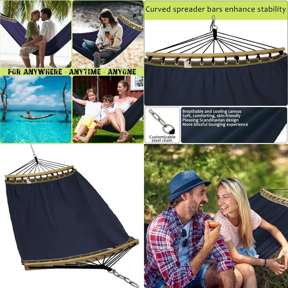 Портативный гамак из хлопкового холста на 2 человека с деревянной перекладиной для приключений на свежем воздухе, темно-синий
Портативный гамак из хлопкового холста на 2 человека с деревянной перекладиной для приключений на свежем воздухе, темно-синий