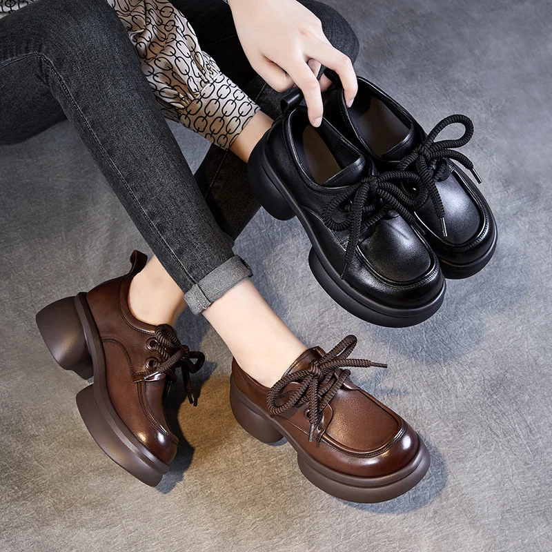 Retro Women's Oxford Shoes Black Chunky Platform Loafers Lace-Up Round Toe Gothic Casual Shoes Thick Heel Fashion Footwear
Retro Women's Oxford Shoes Black Chunky Platform Loafers Lace-Up Round Toe Gothic Casual Shoes Thick Heel Fashion Footwear