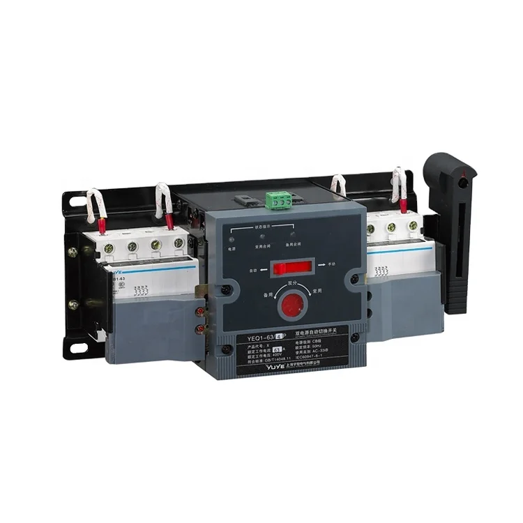 YUYE YEQ1-63Y ATS Automatic Transfer Switch 63A 400V 3phase CB Ats Single Motor For Generator
YUYE YEQ1-63Y ATS Automatic Transfer Switch 63A 400V 3phase CB Ats Single Motor For Generator