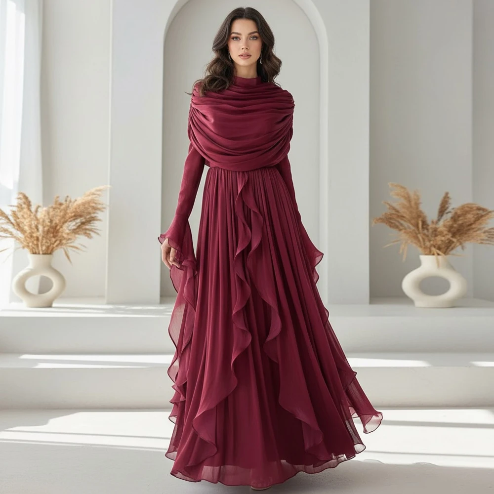 Customized Handmade 2026 New Evening Dresses Woman Elegant A-Line Soft Chiffon Ruffles Birthday Party Prom Dress with Sleeves
Customized Handmade 2026 New Evening Dresses Woman Elegant A-Line Soft Chiffon Ruffles Birthday Party Prom Dress with Sleeves