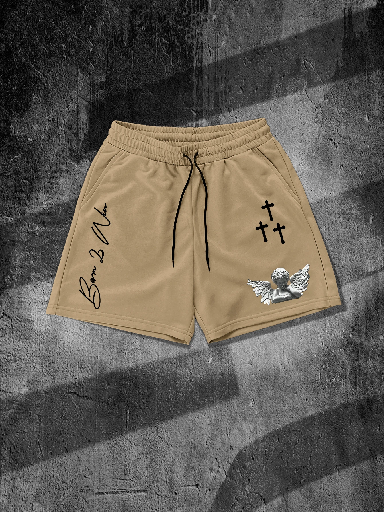 Men's Vintage Cherub Angel Cross Graphic Shorts Born 2 Win Quote Grunge Streetwear Drawstring Quick Dry Casual Sports Shorts
Men's Vintage Cherub Angel Cross Graphic Shorts Born 2 Win Quote Grunge Streetwear Drawstring Quick Dry Casual Sports Shorts