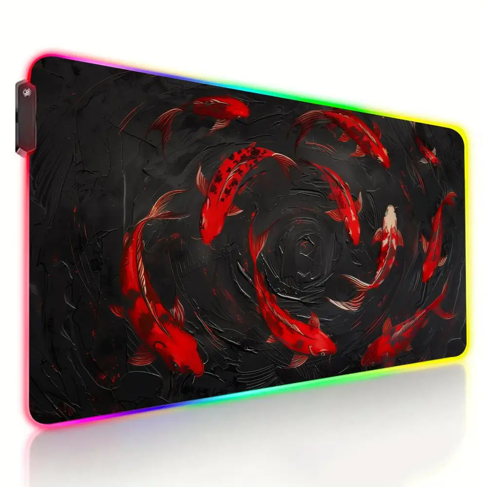 Red koi carp pattern RGB Mouse Pad Desk Mat PC accessories Gaming pad LED glow Gaming mouse pad suitable for office and games
Red koi carp pattern RGB Mouse Pad Desk Mat PC accessories Gaming pad LED glow Gaming mouse pad suitable for office and games
