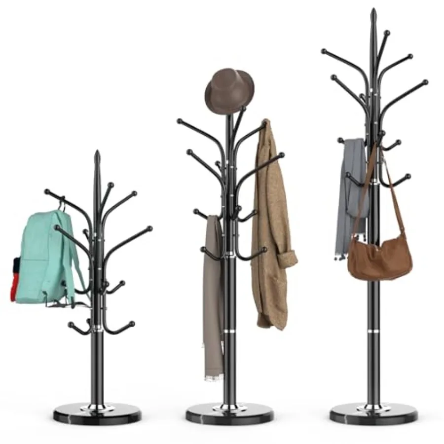 Heavy Duty Coat Rack with Marble Base Freestanding Hall Coat Tree with 12 Hooks and 3 Adjustable Sizes Metal Coat Rack Stand fo
Heavy Duty Coat Rack with Marble Base Freestanding Hall Coat Tree with 12 Hooks and 3 Adjustable Sizes Metal Coat Rack Stand fo
