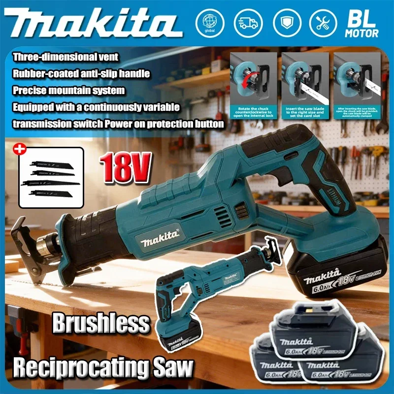 Makita Brushless Reciprocating Saw High-Power Cutting Saw Handheld Multifunctional Household Small Electric Saw for 18v Battery
Makita Brushless Reciprocating Saw High-Power Cutting Saw Handheld Multifunctional Household Small Electric Saw for 18v Battery