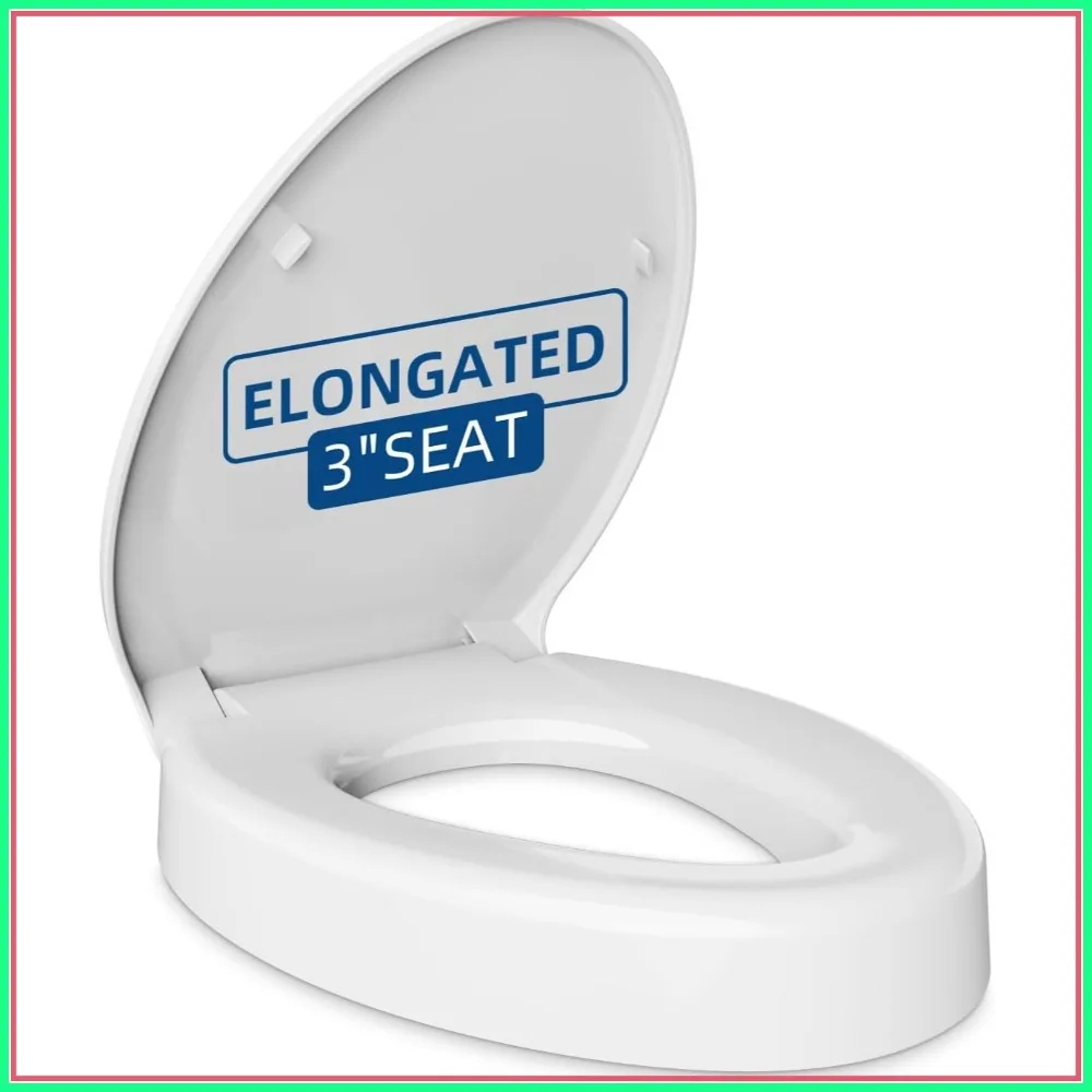 Elevated Toilet Seat 3 Inch, Elongated Raised Toilet Seat for Seniors, Slow Close, Heavy Duty, Never Loosen, White (18.5")
Elevated Toilet Seat 3 Inch, Elongated Raised Toilet Seat for Seniors, Slow Close, Heavy Duty, Never Loosen, White (18.5")