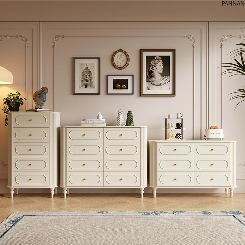 French cream style solid wood chest, living room, bedroom storage, bedside cabinet against the wall
French cream style solid wood chest, living room, bedroom storage, bedside cabinet against the wall