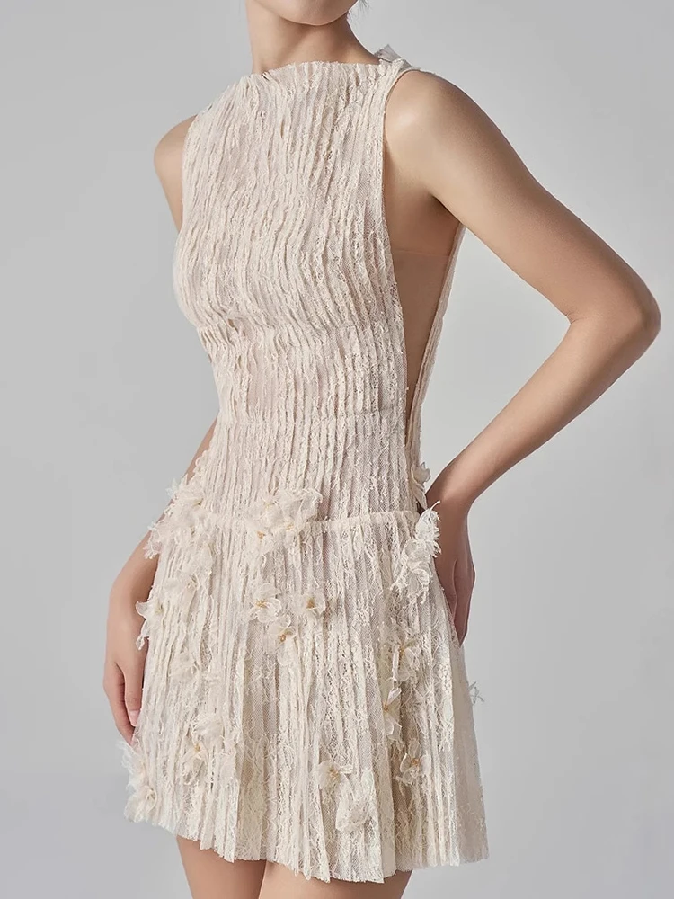 High Quality 3D Bow Tie Lace Dresses Spring Women Sleeveless Zipper Slim Short Dress Summer High Waist Solid Lace Mini Dress
High Quality 3D Bow Tie Lace Dresses Spring Women Sleeveless Zipper Slim Short Dress Summer High Waist Solid Lace Mini Dress