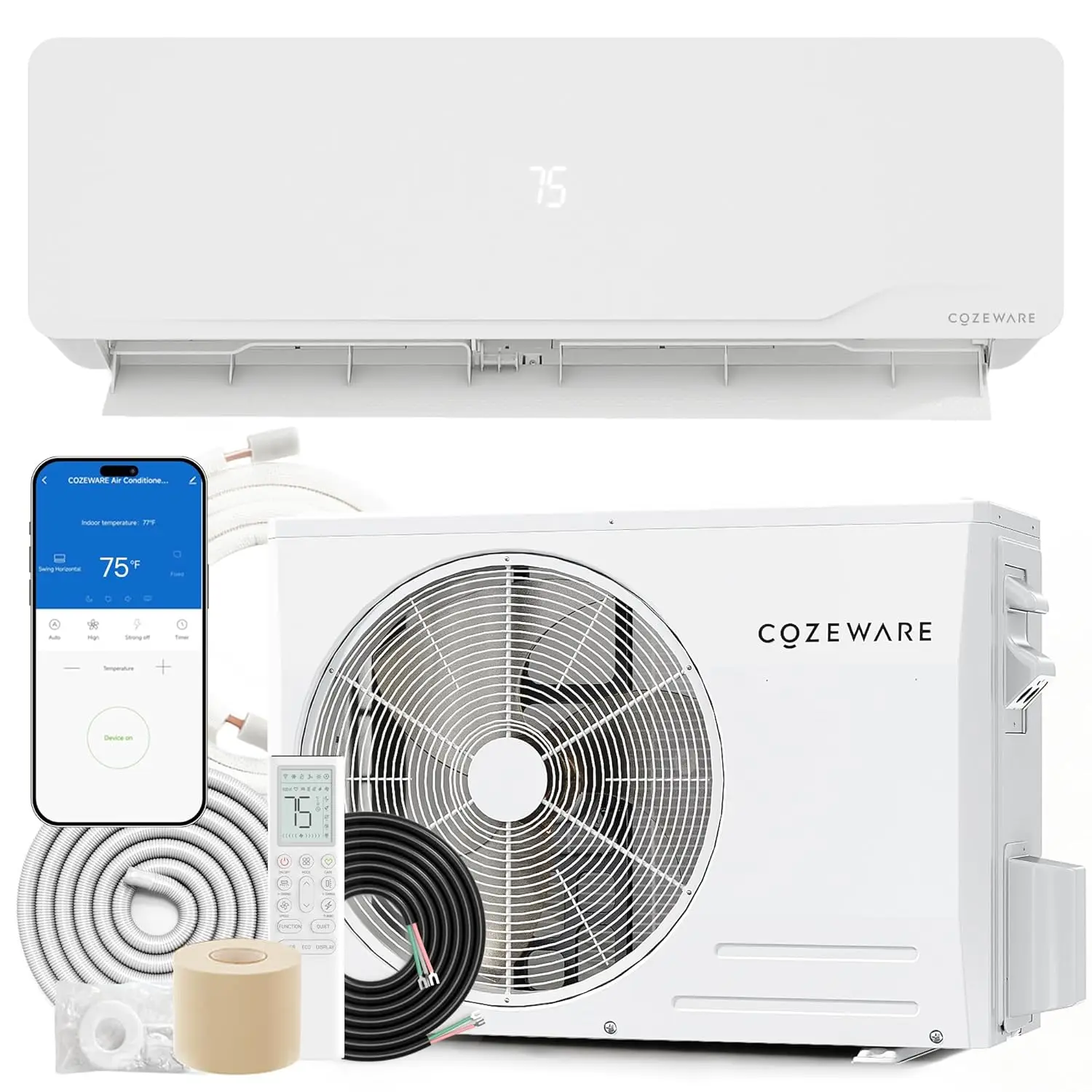 18000 BTU Mini Split Air Conditioner Heat Pump, 230V 20 SEER2 Ductless Inverter System Works with Alexa and WiFi,, Customized
18000 BTU Mini Split Air Conditioner Heat Pump, 230V 20 SEER2 Ductless Inverter System Works with Alexa and WiFi,, Customized