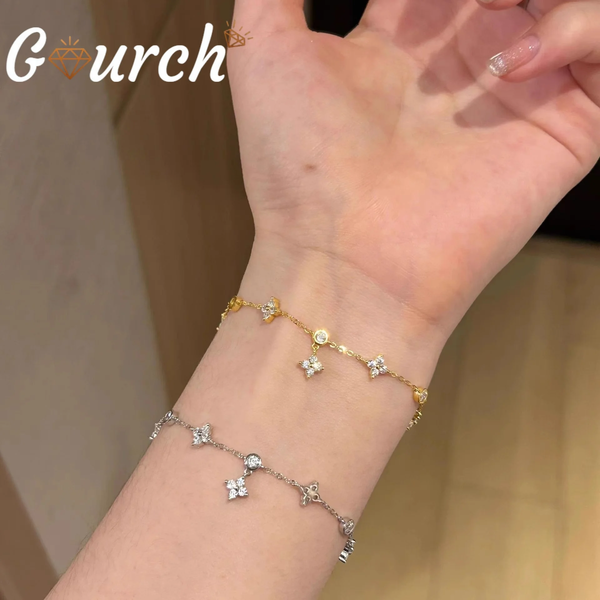 Классический браслет из муассанита Gourch, стерлинговое серебро S925, позолоченный 18 карат, легкий роскошный браслет, ювелирные изделия с романтическим рисунком для женщин
Классический браслет из муассанита Gourch, стерлинговое серебро S925, позолоченный 18 карат, легкий роскошный браслет, ювелирные изделия с романтическим рисунком для женщин