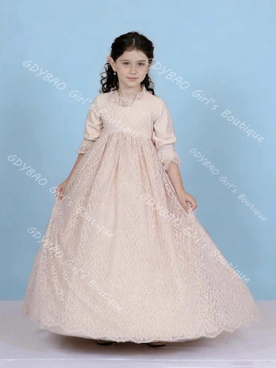 Lace Flower Girl Dress for Kids A-line/Princess High Waist 3/4 Sleeve First Communion Dress Vintage Wedding Party Gown Custom
Lace Flower Girl Dress for Kids A-line/Princess High Waist 3/4 Sleeve First Communion Dress Vintage Wedding Party Gown Custom