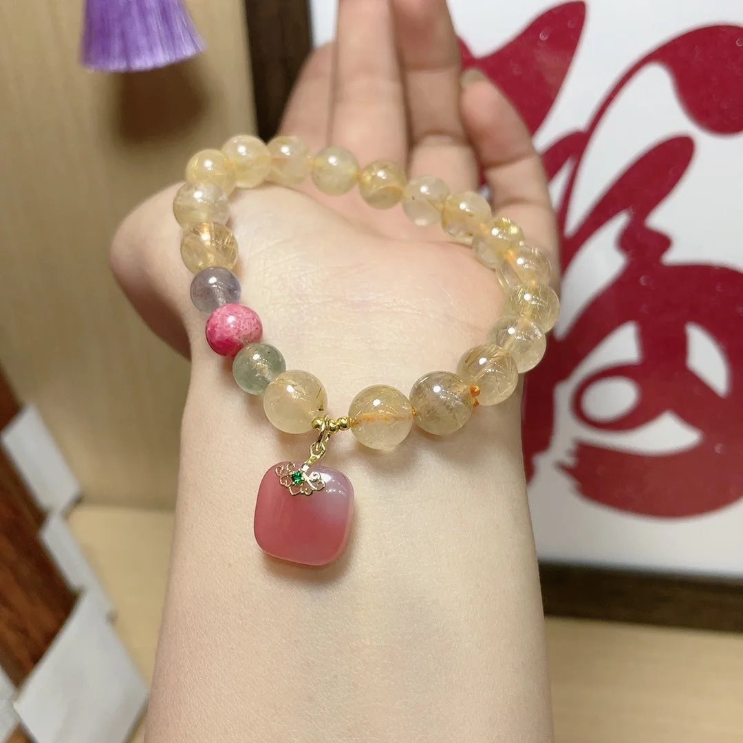 Yellow hair crystal single ring bracelet with Yanyuan Ping'an brand pendant fashionable boutique women's cute small fresh jewelr
Yellow hair crystal single ring bracelet with Yanyuan Ping'an brand pendant fashionable boutique women's cute small fresh jewelr